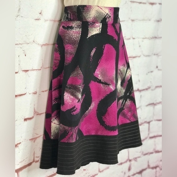 MY MICHELLE Circle Skirt Magenta Black Grey White Back Zipper Size 5/6 Medium - Picture 10 of 10